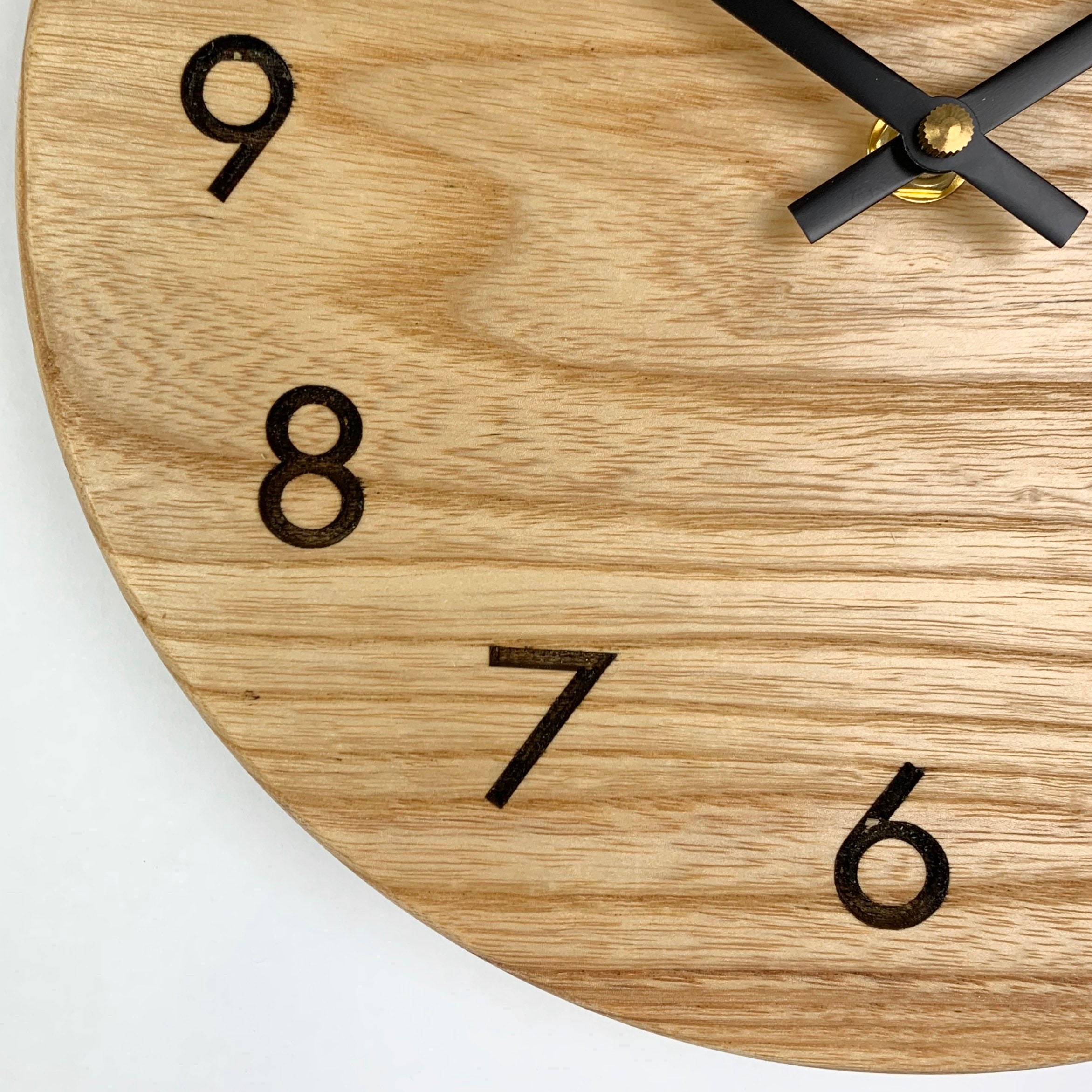 10 red oak wall clock with engraved numbers handmade clock86 Etsy