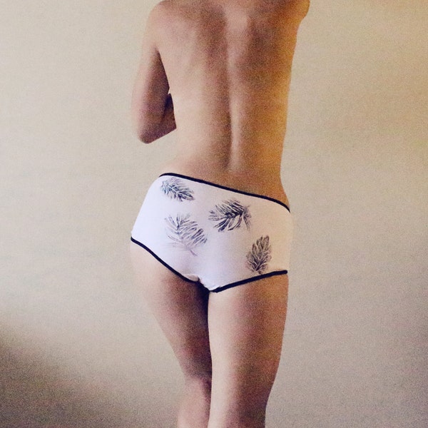 Tropica  / Organic cotton hand printed panties with palm motifs / Made to order