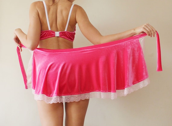 CUPCAKE / Hot Pink Velvet Lingerie Set Bralette and Panties Erotic Lingerie  Ddlg Sexy / Made to Order -  Canada
