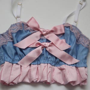 Milkshake / Baby blue and pink cotton satin lingerie set / erotic lingerie ddlg lingerie sissy lingerie / Made to order image 8