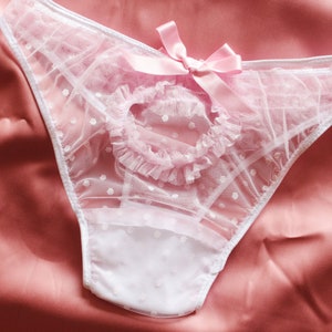 Rosebud / Pink Lingerie Set With Ruffles / Pink Tulle Lingerie Set ...