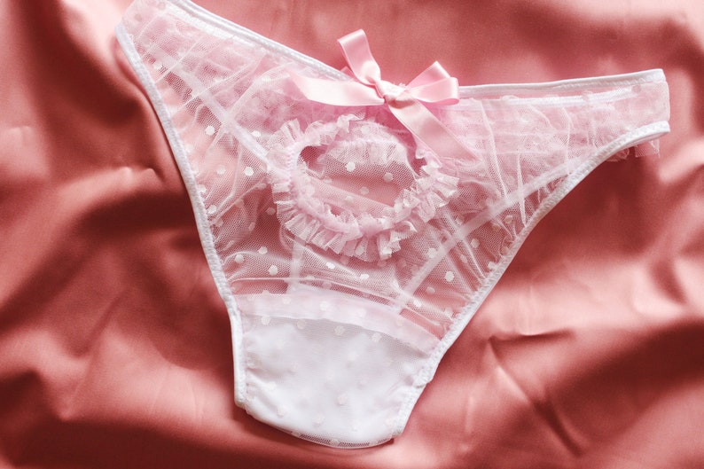Rosebud / pink lingerie set with ruffles / pink tulle lingerie | Etsy
