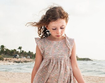 Girls spring dress in Liberty of London cotton fabric. Floral baby girl dress. Perfect spring flower girl dress.