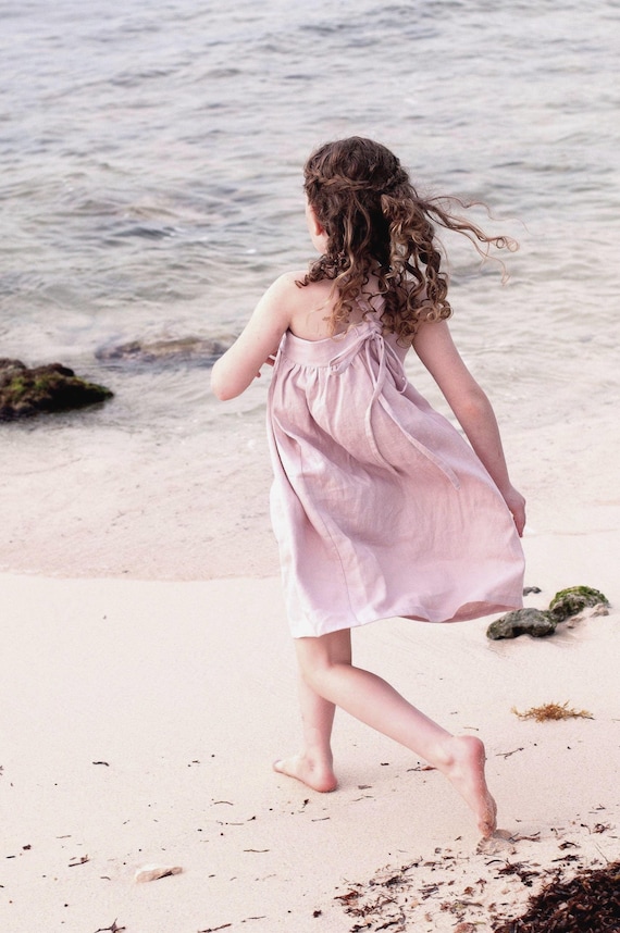 Handmade Linen Dress for Girls: Soft Summer Breathable Clothing