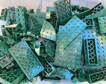 Dark Green Bulk Lot of Blocks Parts & Pieces, 1/2 Pound - Genuine LEGO®