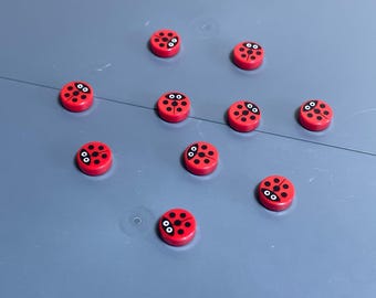 Tile Round 1x1 Ladybug Large White Eyes 10-Pack – Genuine LEGO® Accessory