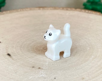 White Baby Kitten, Standing with Black Mouth, Nose, and Eyes with White Pupils - Genuine LEGO® Animal