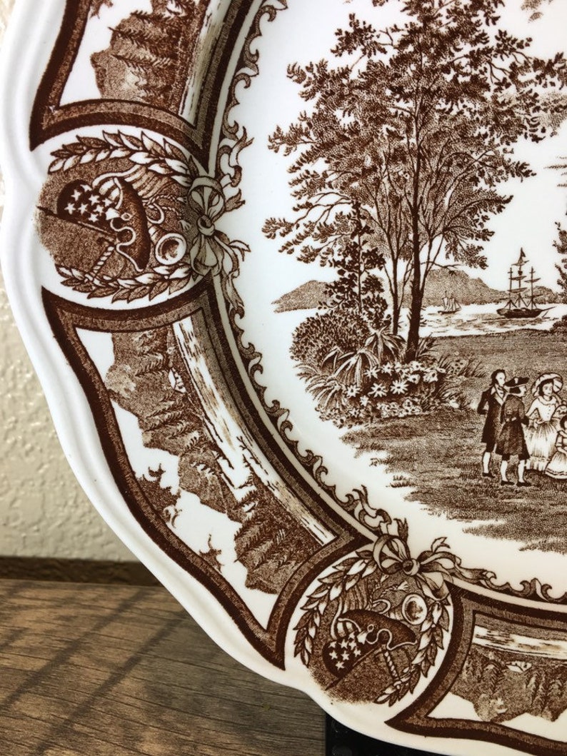 J and G Meakin 10.5 Dinner Plate Vintage Americana Brown