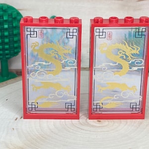 Glass for Window with Dragon Pattern (1 x 4 x 6), Pack of 2 - Choose Frame Color - Genuine LEGO® Architect Piece