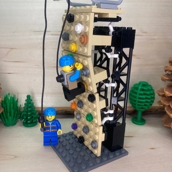 Mur d'escalade avec deux grimpeurs et instructions numériques - Ensemble personnalisé LEGO® authentique