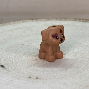 Puppy, Medium Nougat Standing with Dark Brown Heart on Face - Genuine LEGO® Animal