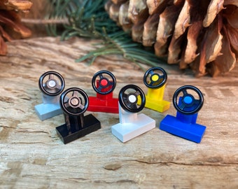 Stuurstandaard 1 x 2 met zwart stuur, set van 6 - Originele LEGO® voertuigonderdelen