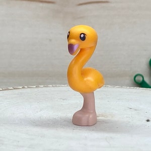 Flamingo Bird with Bright Light Orange Body, Black Eyes, and Metallic Pink Beak - Friends, Genuine LEGO® Animal