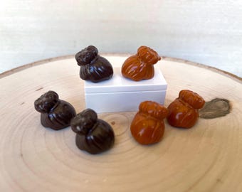 6-Pack Female Hair (Dark Orange and Dark Brown) with Large High Bun - Genuine LEGO® Minifigure Parts