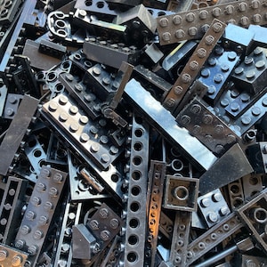 Black Bulk Lot of Blocks Parts & Pieces, 1/2 Pound - Genuine LEGO®