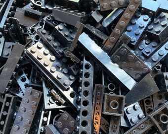 Black Bulk Lot of Blocks Parts & Pieces, 1/2 Pound - Genuine LEGO®