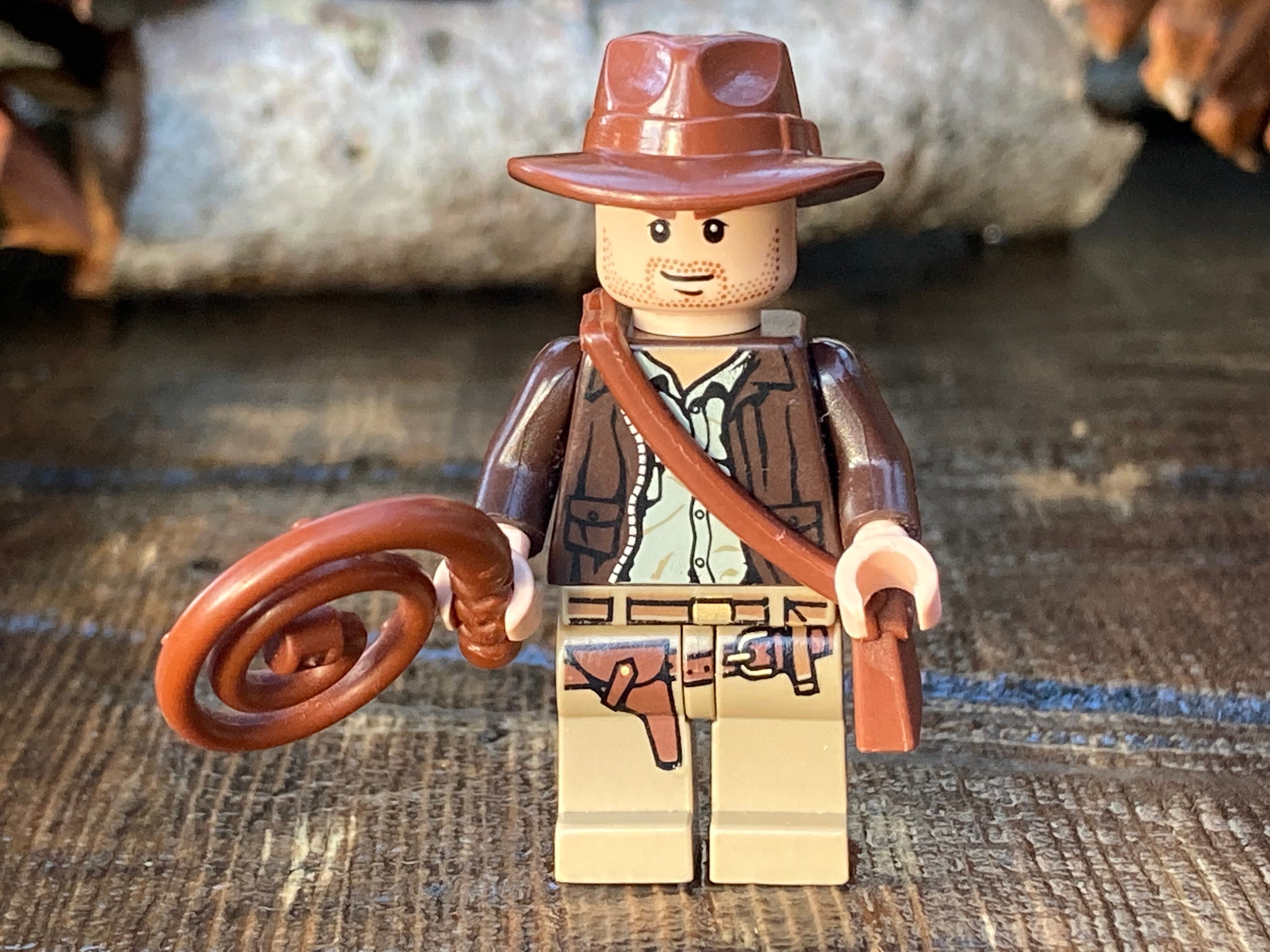 Indiana Jones With a Coiled Whip and Satchel Raiders of the Lost Ark Genuine LEGO Minifigure Etsy