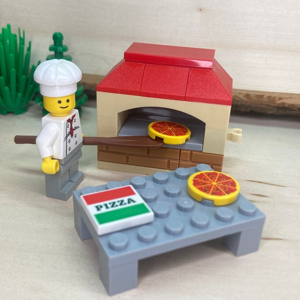 Pizza Maker with Oven and Pizza's including Digital Instructions - Genuine LEGO® Custom Scene