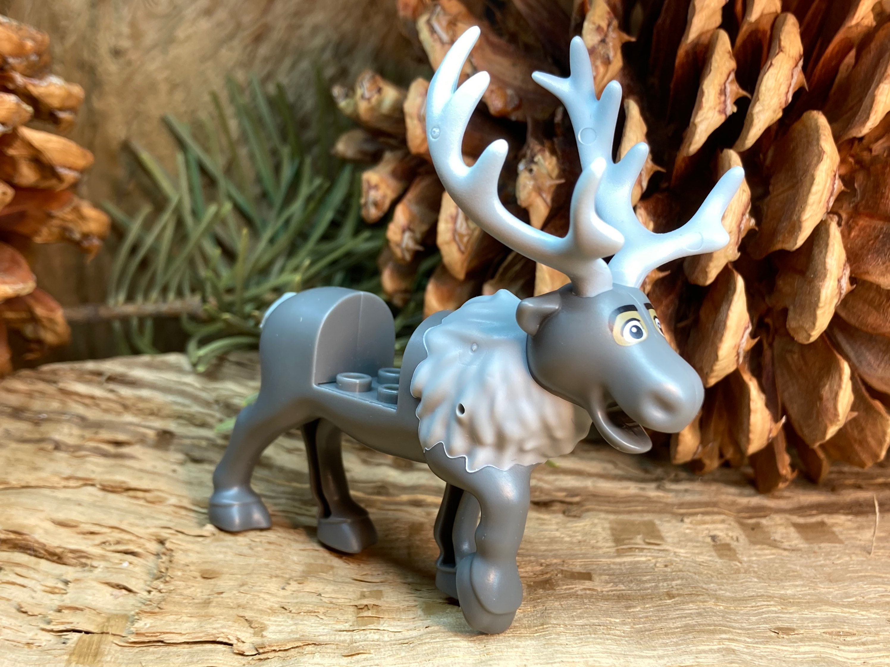 Reindeer With Light Bluish Gray Antlers and Fur Around Neck sven