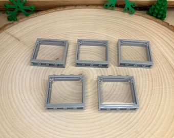 Medium Stone Gray Window Frame with Opening Glass Pane, lot of 5 - Genuine LEGO® Architect Piece