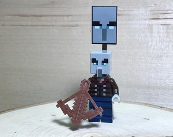 Minecraft® Illager (Vindicator) wielding a Reddish Brown Crossbow with an Ominous Banner – Genuine LEGO® Minifigure
