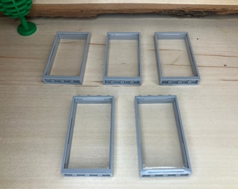 Light Bluish Gray Door Frame with Trans-Clear Window, Lot of 5 – Genuine LEGO® Architect Piece