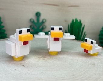 Minecraft Chicken Combo; Mom, Dad, and Baby Chicken – MC, Genuine LEGO® Animal