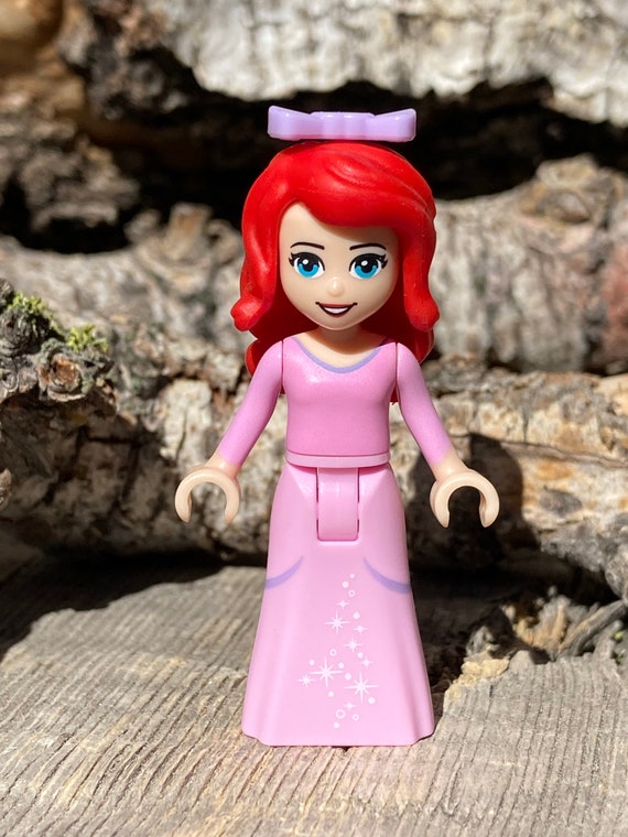 Ariel Wearing a Bright Pink Dress With White Stars With a Bow in Her Hair Disney Princess Genuine LEGO Minifigure Etsy