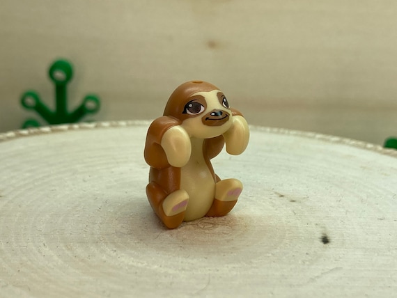 Sloth With Medium Nougat Fur and Muzzle Dark Brown Eyes and Bright Pink Paw Pads Friends Genuine LEGO Animal Etsy UK