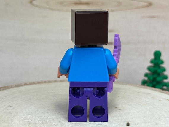 Steve Scared With Dark Azure Face Holding an Axe - MC, Genuine