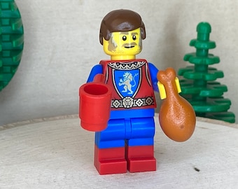 Knight in Armor with Mug of Ale and Turkey Leg - Castle, Genuine LEGO® Minifigure