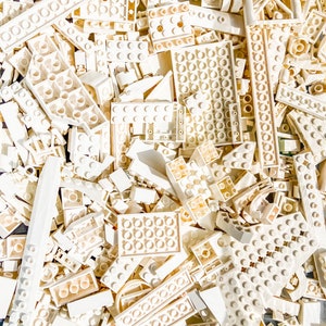 White Bulk Lot of Blocks Parts & Pieces, 1/2 Pound - Genuine LEGO®