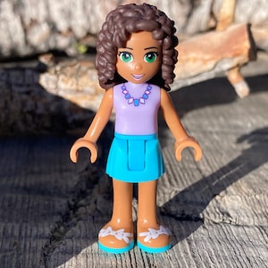 Andrea wearing a Medium Azure Skirt and Lavender Top - Friends, Genuine LEGO® Minifigure