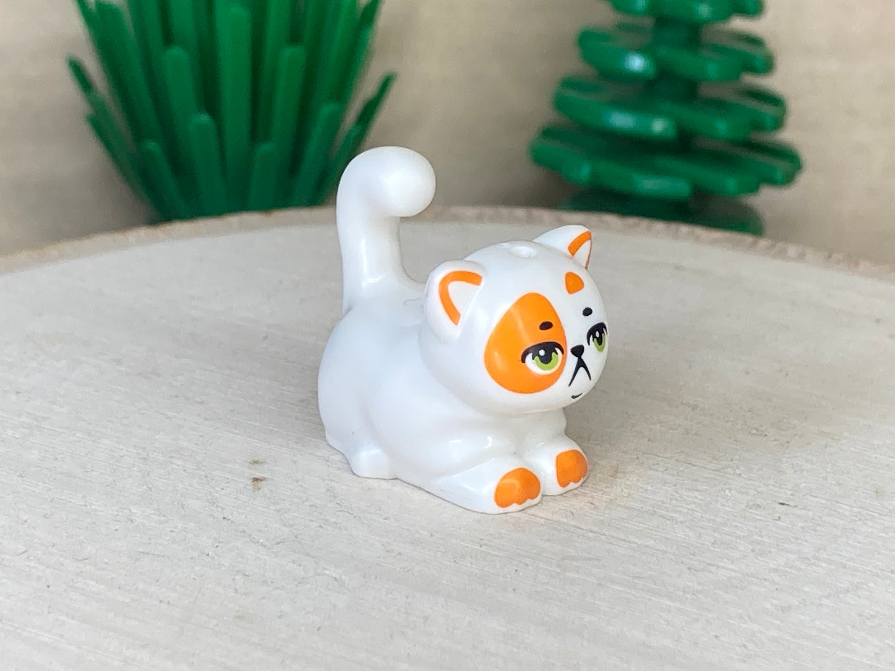 White Cat Sitting With Orange Markings and Lime Eyes Pattern