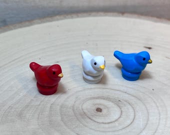2-Pack Small Bird with Black Eyes and Bright Light Orange Beak - Genuine LEGO® Animal