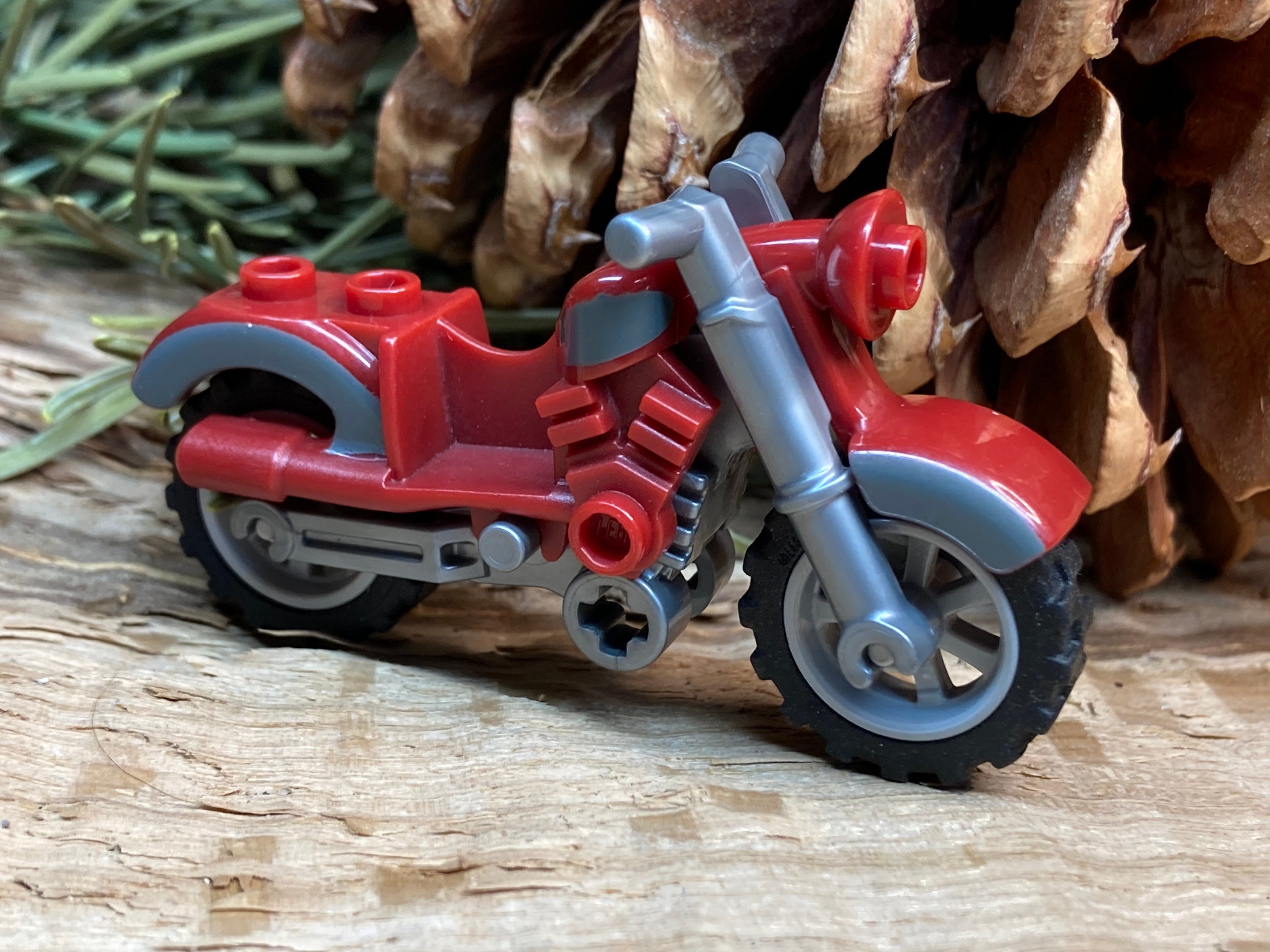 LEGO Vintage MotorBike City FREE POST Dark Red & Grey Motorcycle 