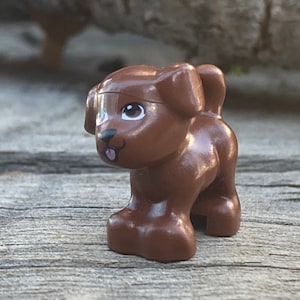 Puppy, Reddish Brown Standing with Black Nose and Mouth and Bright Pink Tongue Pattern (Dash) - Genuine LEGO®