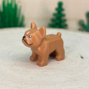 Medium Nougat French Bulldog with Black Eyes, Nose, Mouth and Whiskers and White Spot on Forehead - Genuine LEGO® Animal