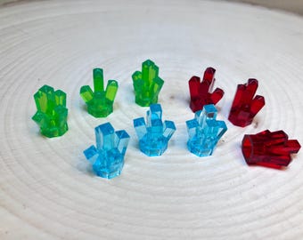 9-Piece 5-Point Crystal Rocks Combo (Blue, Green, Red) – Genuine LEGO® Accessory