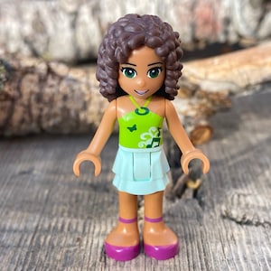 Andrea wearing a Light Aqua Layered Skirt and Lime Halter Neck Top - Friends, Genuine LEGO® Minifigure