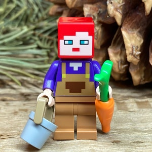 Farmhand with a Bucket and Carrot - MC, Genuine LEGO® Minifigure