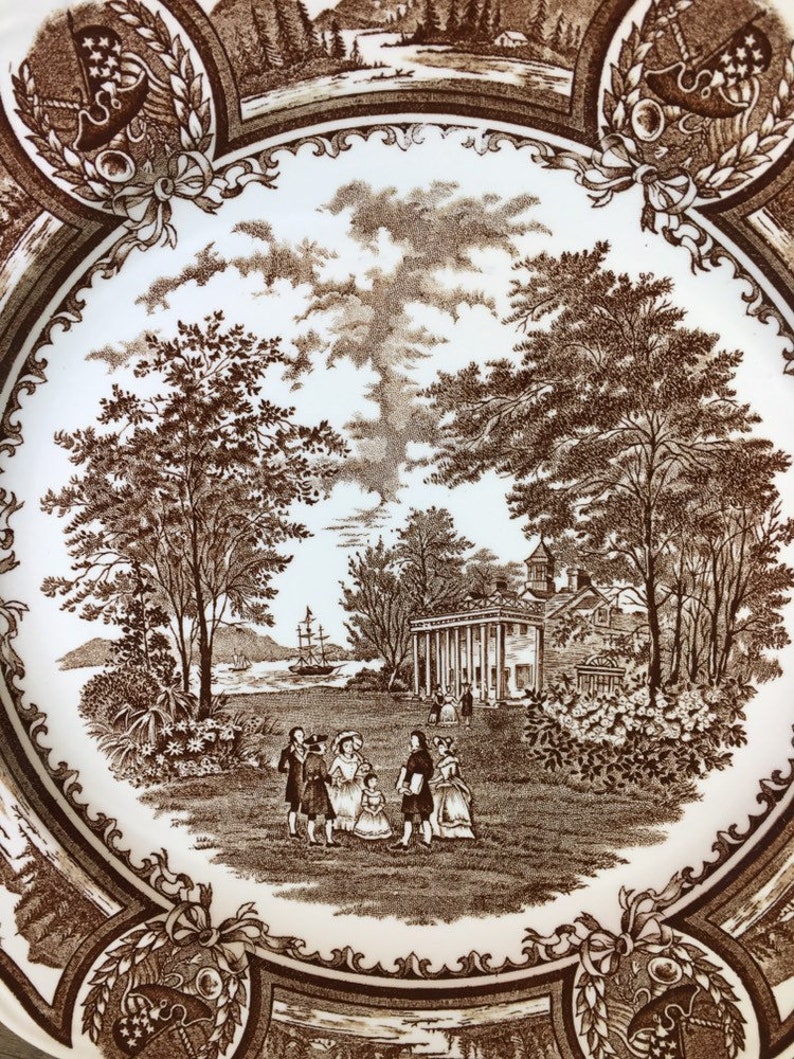 J and G Meakin 10.5 Dinner Plate Vintage Americana Brown