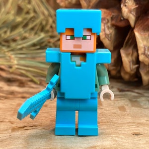 Alex in Medium Azure Helmet and Diamond Armor - Genuine LEGO® Minifigure