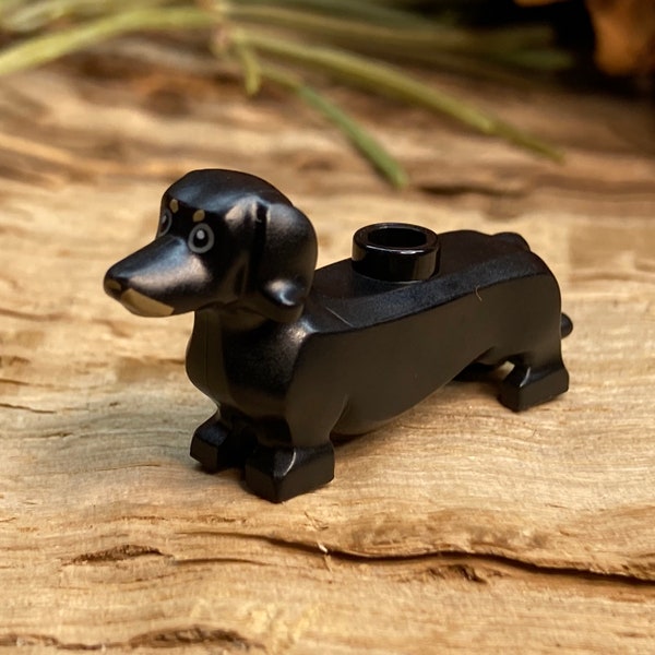 Dachshund with Black Eyes and Nose and Tan Markings - Genuine LEGO® Animal