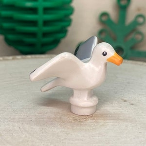 Seagull Bird with Bright Light Orange Beak and Black and Light Bluish Gray Wings - Animal; Air, Genuine LEGO® Animal