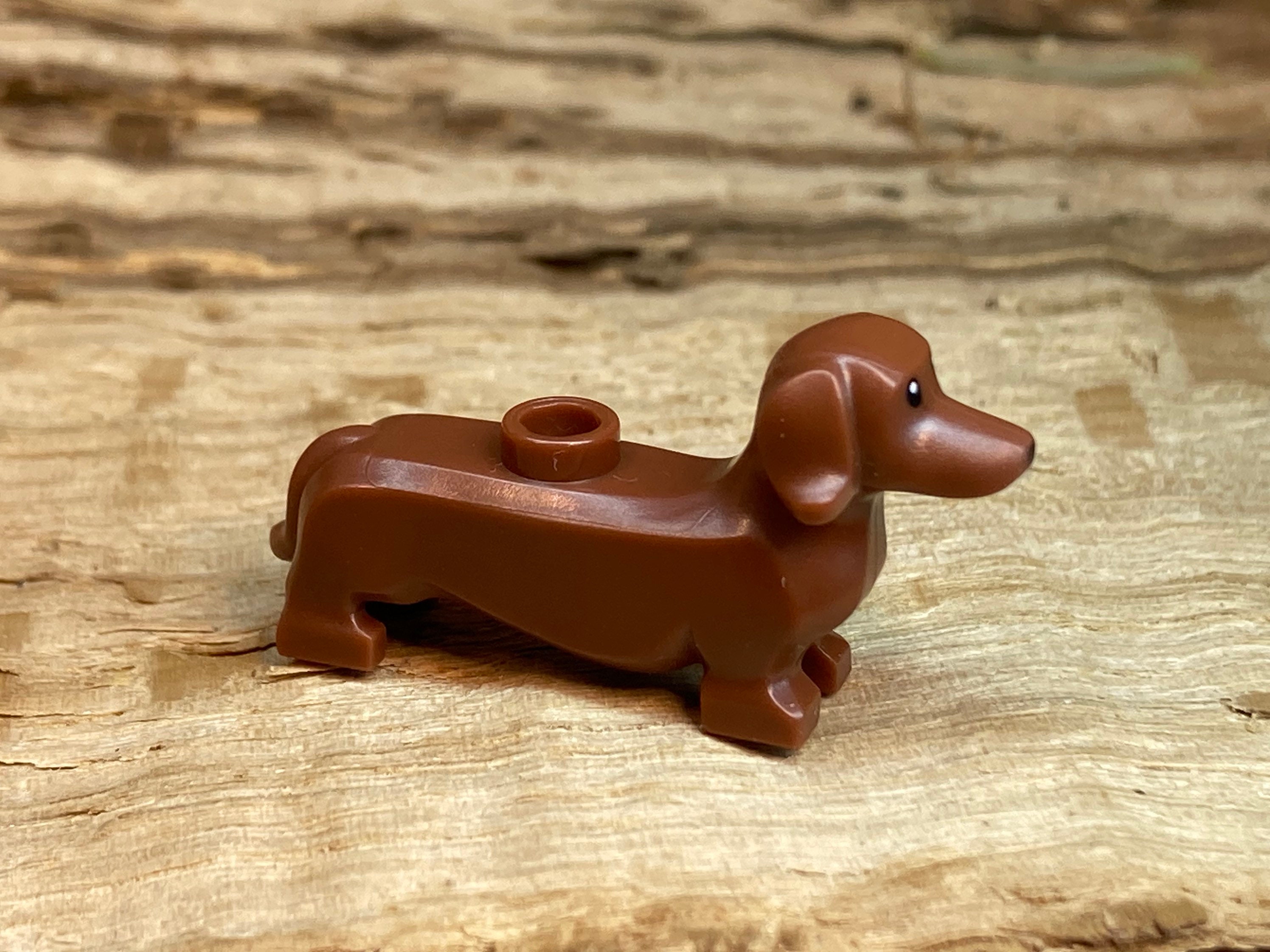 Brown Dachshund With Black Eyes and Nose Genuine LEGO® Animal 