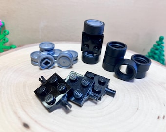 Juego de ruedas pequeñas, rueda de 11 mm de diámetro x neumático negro de 6 mm, paquete de 8 - Piezas de vehículos LEGO® originales