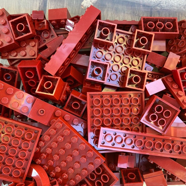 Dark Red Bulk Lot of Blocks Parts & Pieces, 1/2 Pound - Genuine LEGO®