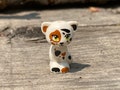 White Calico Cat, Sitting with Green Eyes and Black and Dark Orange Patches (Vega) - Genuine LEGO® Animal