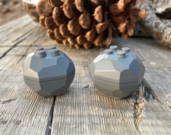 Rock Boulder, Same Color Top & Bottom, Set of 2 - Genuine Landscape LEGO® Piece